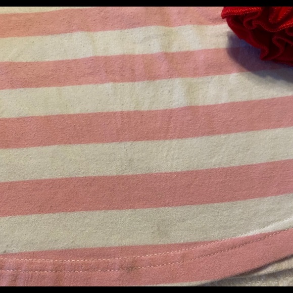 EUC Girl’s Boutique Red Pink Stripe Valentine Heart Shirt Top XXL - Picture 5 of 6